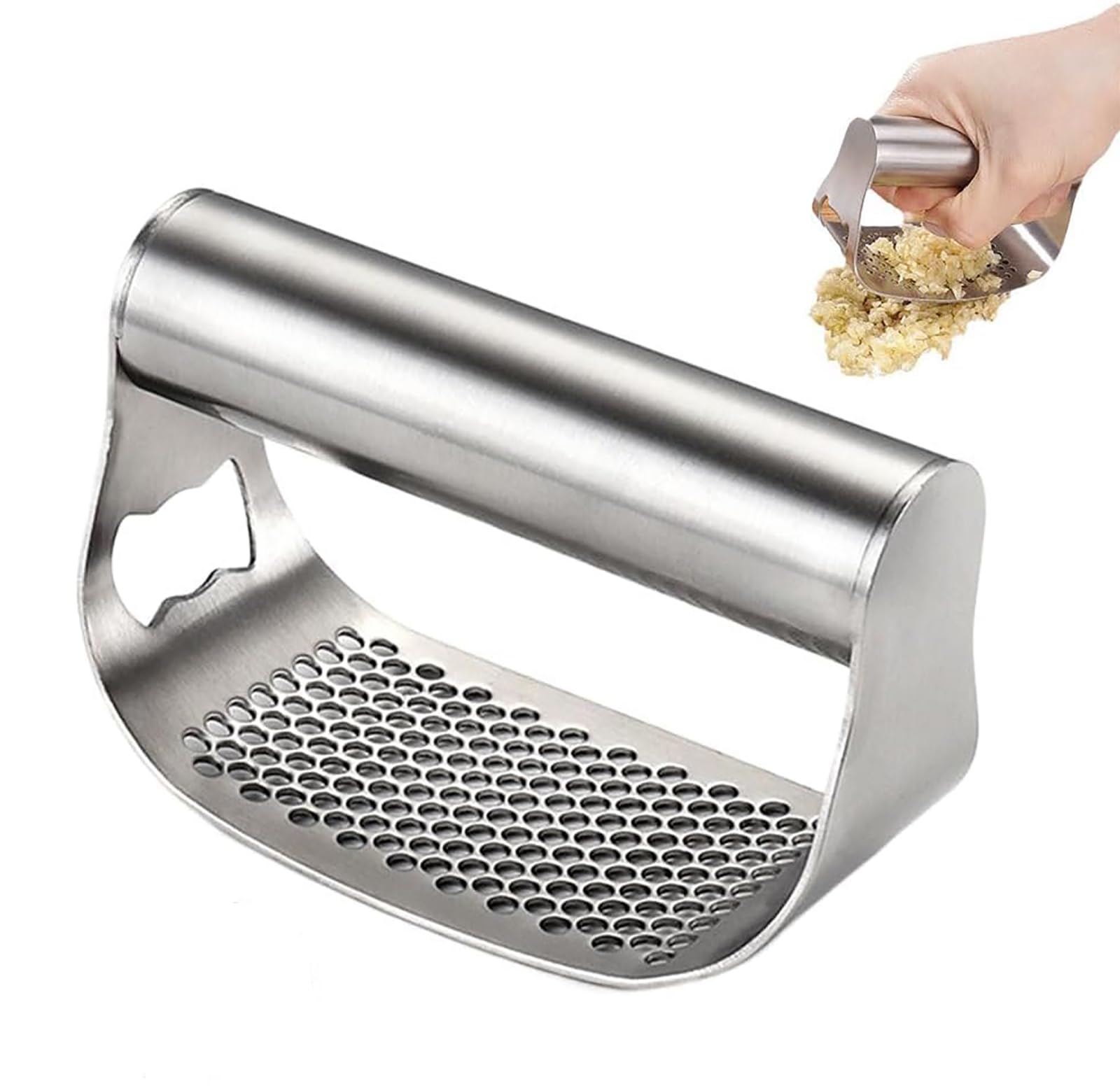 2026 New Garlic Press Rocker, Heavy Duty Stainless Steel Garlic Mincer, Stainless Steel G…