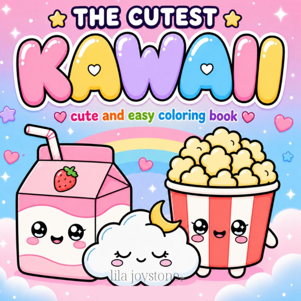 The Cutest Kawaii Coloring Book: Bold & Easy Kawaii Designs for Kids Ages 4–8 to Color, Relax, and Have Fun