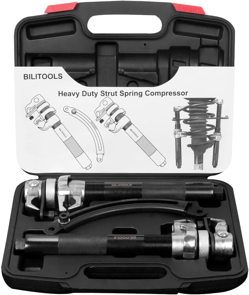 BILITOOLS 2-TLG. Profi Federspanner Auto Set – Schwerlast KFZ Werkzeug (1200kg) für Macpherson &amp; McPherson Federbein – Universal Schraubenfeder Spanner inkl. Sicherheitsbügel