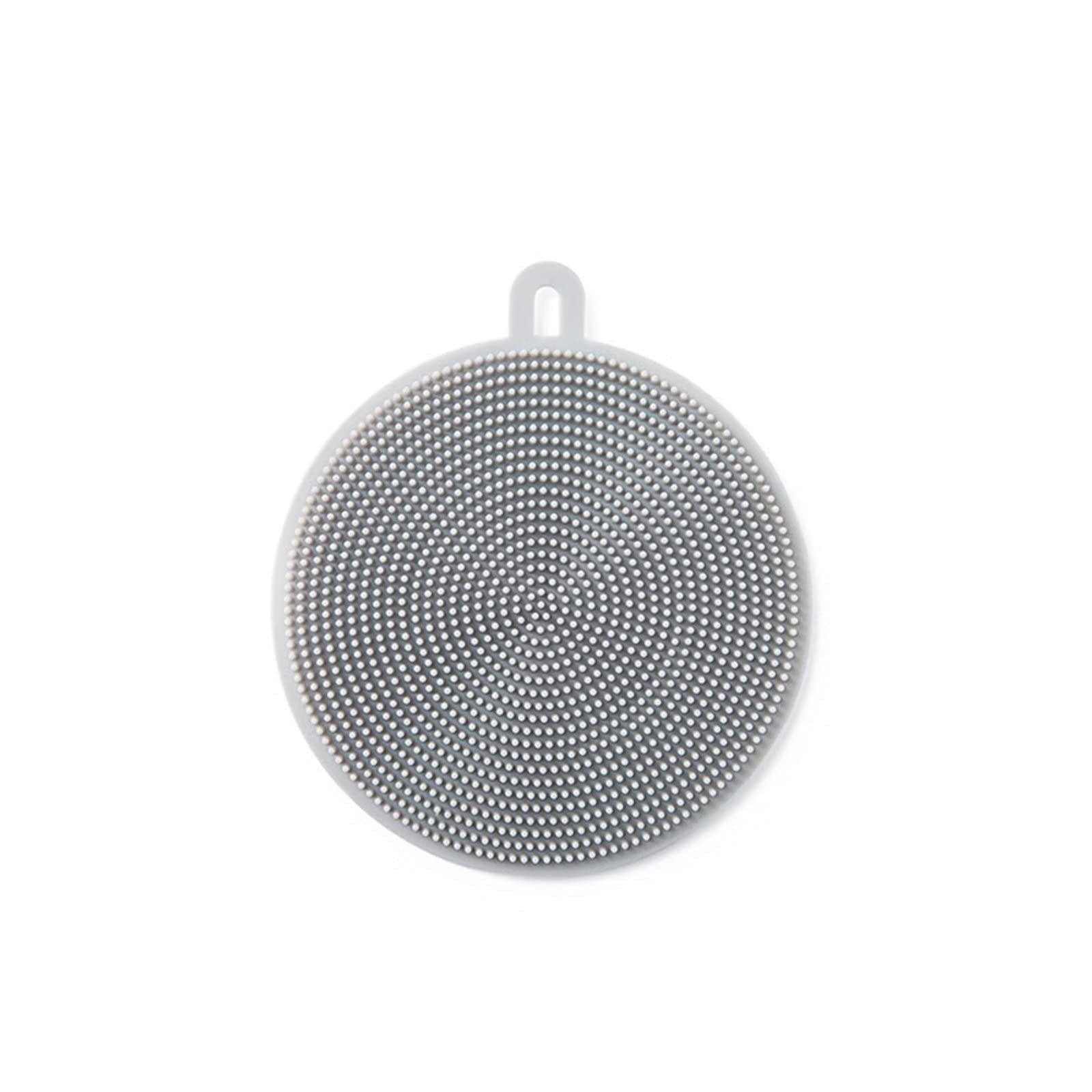 Silicone Dish Scrubber, Multipurpose Round Silicone Sponges Reusable Dish Brush Dish Brush for Kitchen Dish Dishes Fruits Vegetables(Gray)