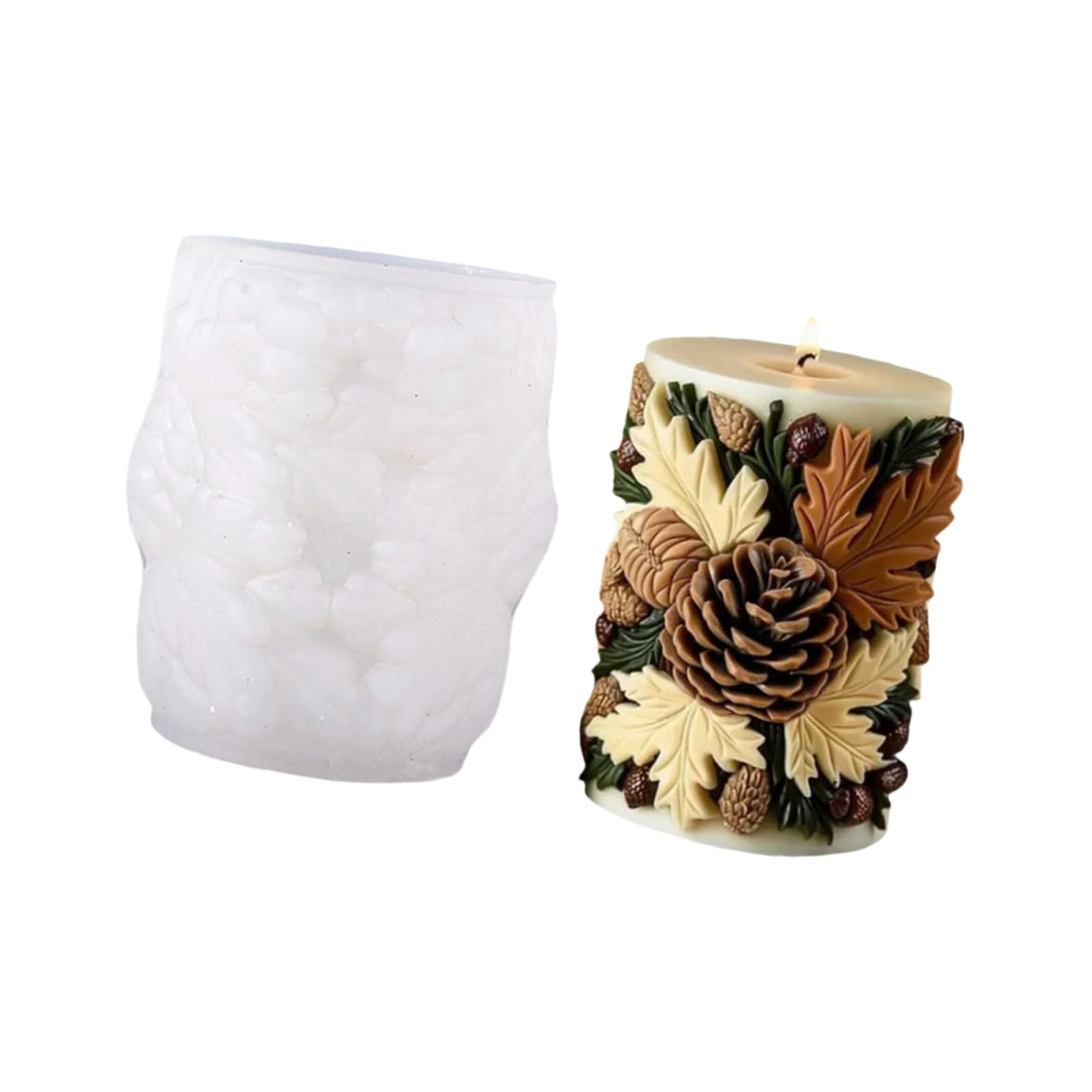 Buxuaaaa Pinecone Embossed Cylinder Silicone Mold for Christmas Soap, Chocolate Making Food Grade, Epoxy Resin Art Pinecone Mold Silicone