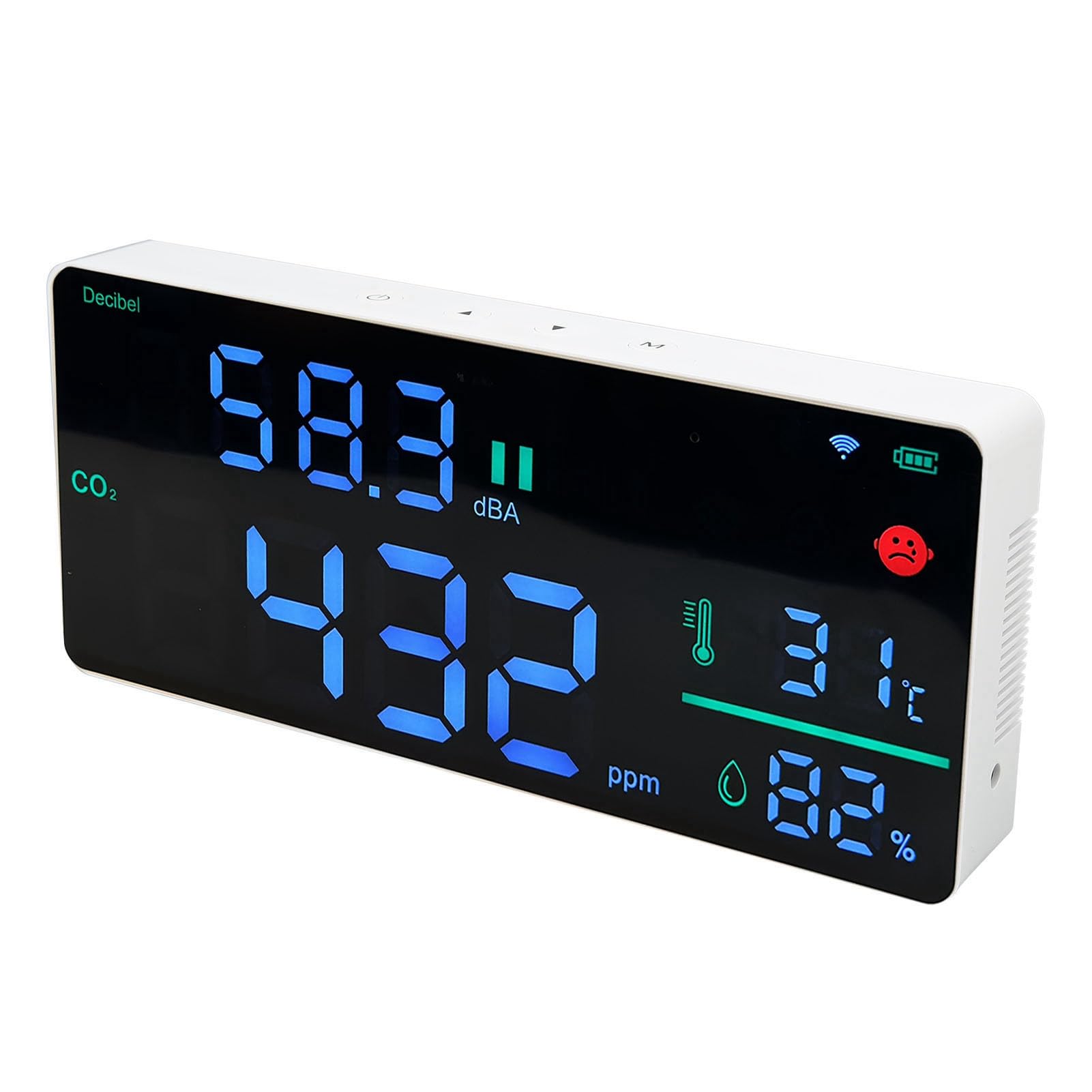 FTVOGUE Monitor de CO2 11 en 1, Medidor de Nivel de Sonido Digital, Termómetro, Higrómetro con Alarma de Zumbador y WiFi para el Hogar, Oficina y Escuela