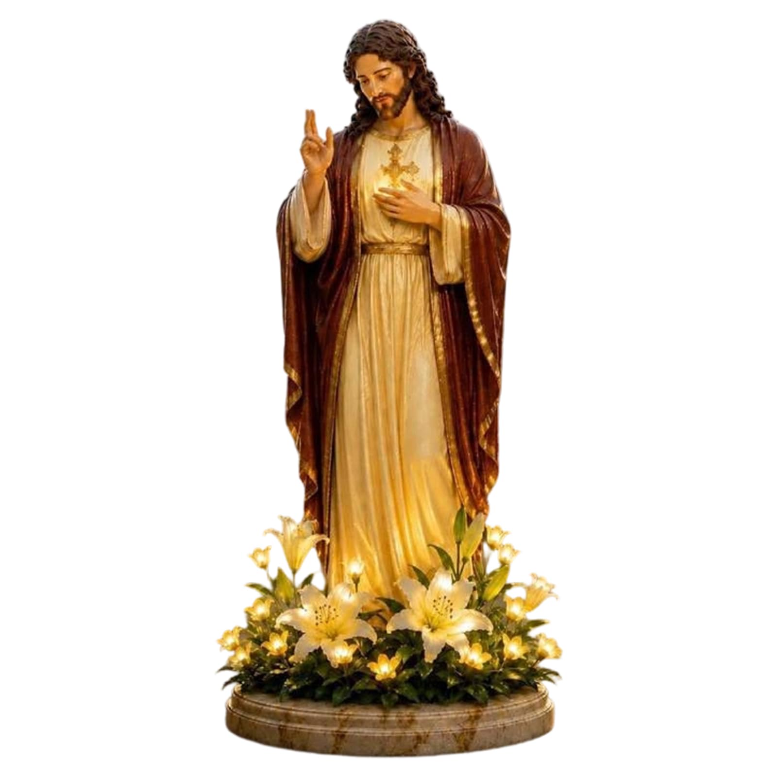 Resin Catholic Sculpture Decorative Sacred Heart Religious Sculpture Hand Painted for Home Decorations Christian Prayer Altar Gift