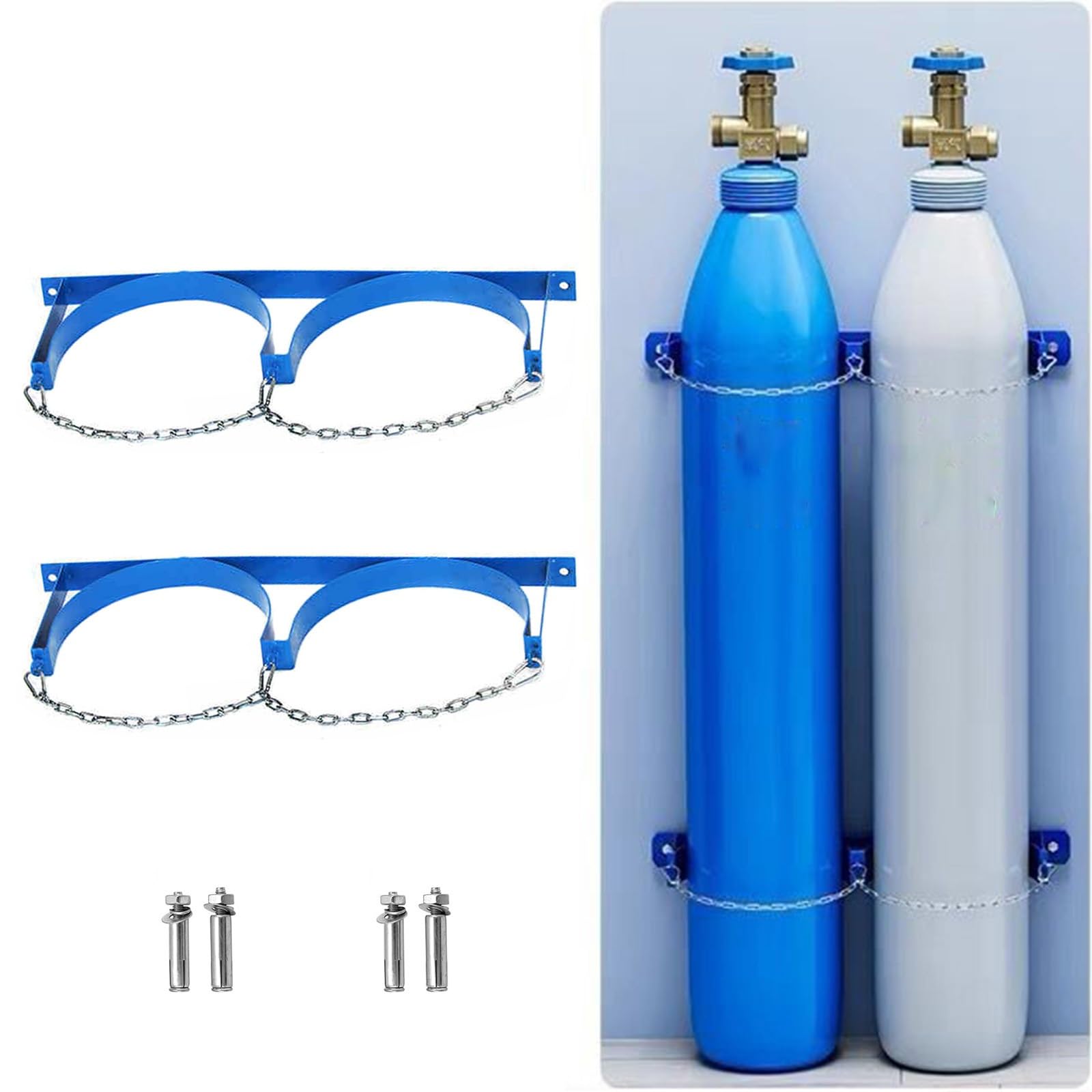 GHHVFEC Oxygen cylinder rack,Wall Mounted Steel Cylinder Rack for 40/50L Fire Extinguishers & Gas Tanks - Durable Organizer Shelf with Screws for Nitrogen, Argon, Hydrogen (2 pcs, 10.6in/2