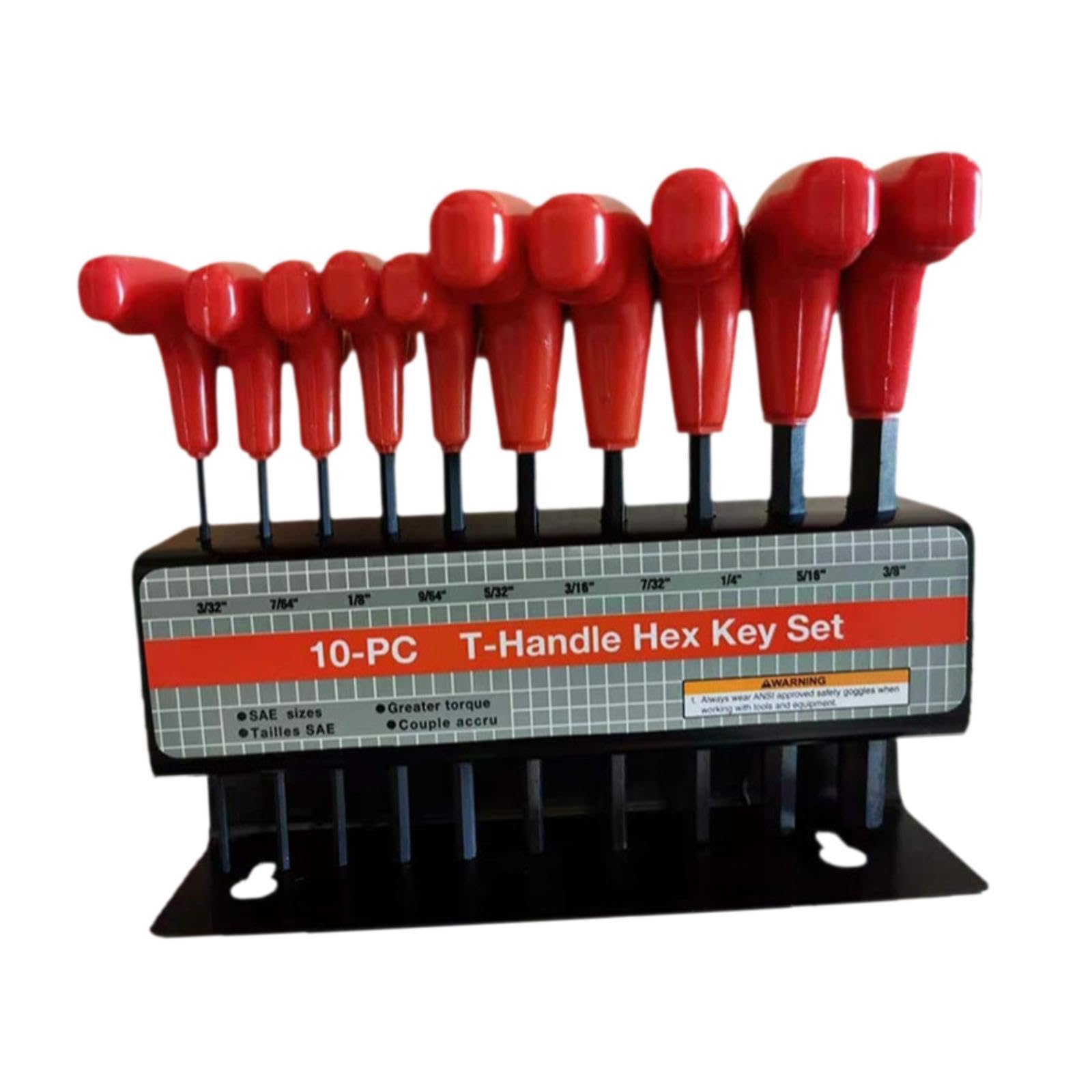 Skkwjege Imperial, 10 Pcs 10 Pieces Generic T Handle Allen Wrench Set Hexagon Spanner Set Inch, Imperial, 10 Pieces