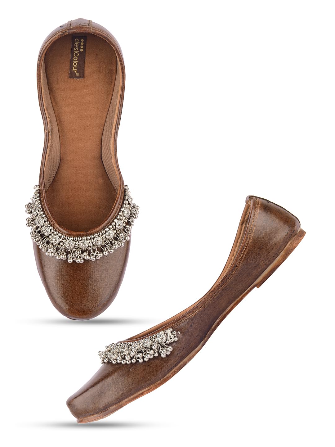 desi colour Flat Footwear/Mojari/Punjabi Jutti/Bellies for Women - Brown Basic Gungroo-picture-34