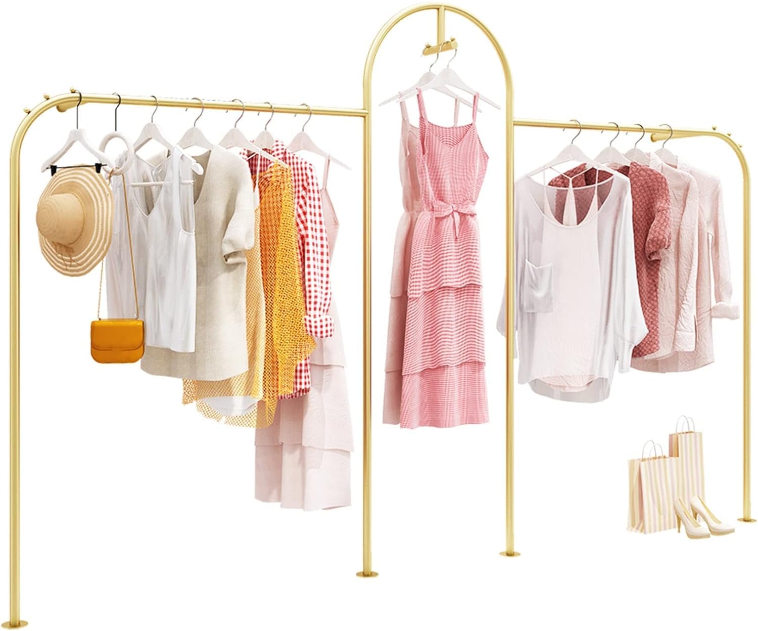 HPTHLY Wall Mounted Clothing Rod Clothing Rack Store Garment Racks Display Clothes Hanger Commercial Hanging Clothes,Multi-Functional Organizer Storage Shelf For Retail Org(A-L250Cm)