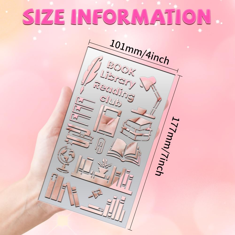 BEUNITONE Book Metal Stencils for Journaling, Crafts, Painting - Reusable Planner Stencils for Notebook, Cards, Scrapbook Art Projects - Personalized DIY Journal - Image 2