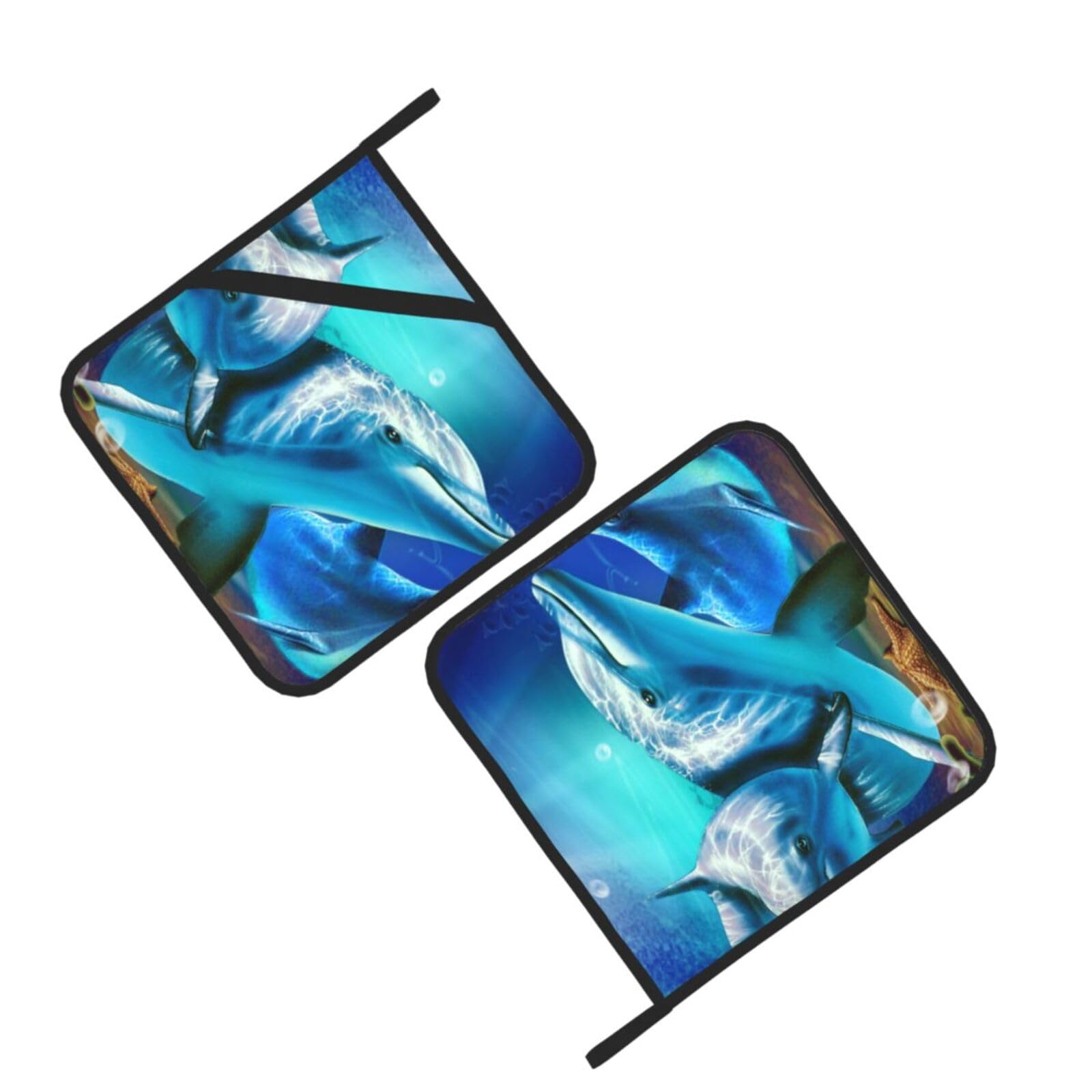 cute dolphin Printed Oven Pot Holders Set of 2 Pcs Heat Resistant Kitchen Microwave Potholders for Cooking Baking Grilling