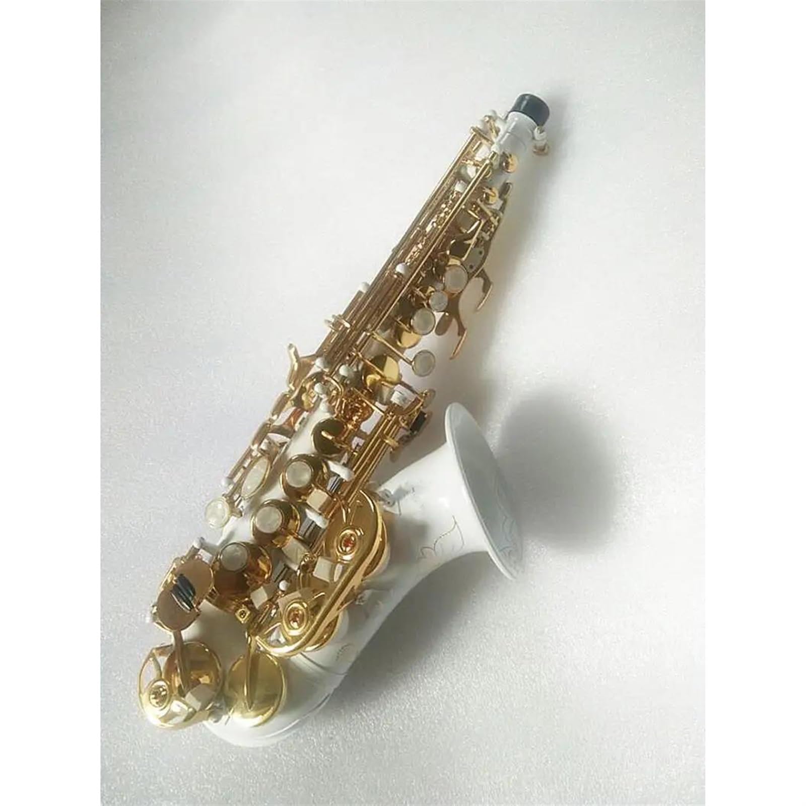 Professionale Sassofono Sassofono Soprano In Ottone B Sassofono Bianco Chiave Dorata Sax Soprano Curvo Accessori Completi Con Custodie