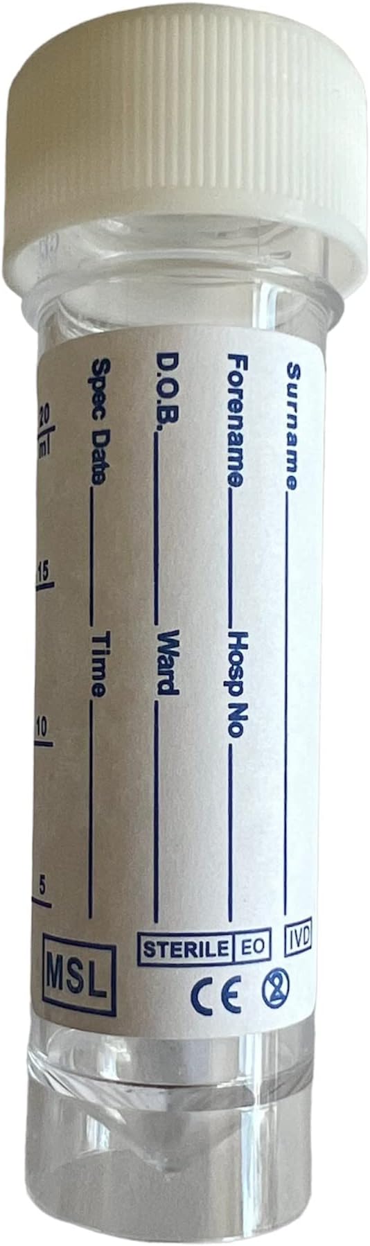 Urine Sample Bottles Specimen Containers 30ml Label Pots Screw Top Lid (10)