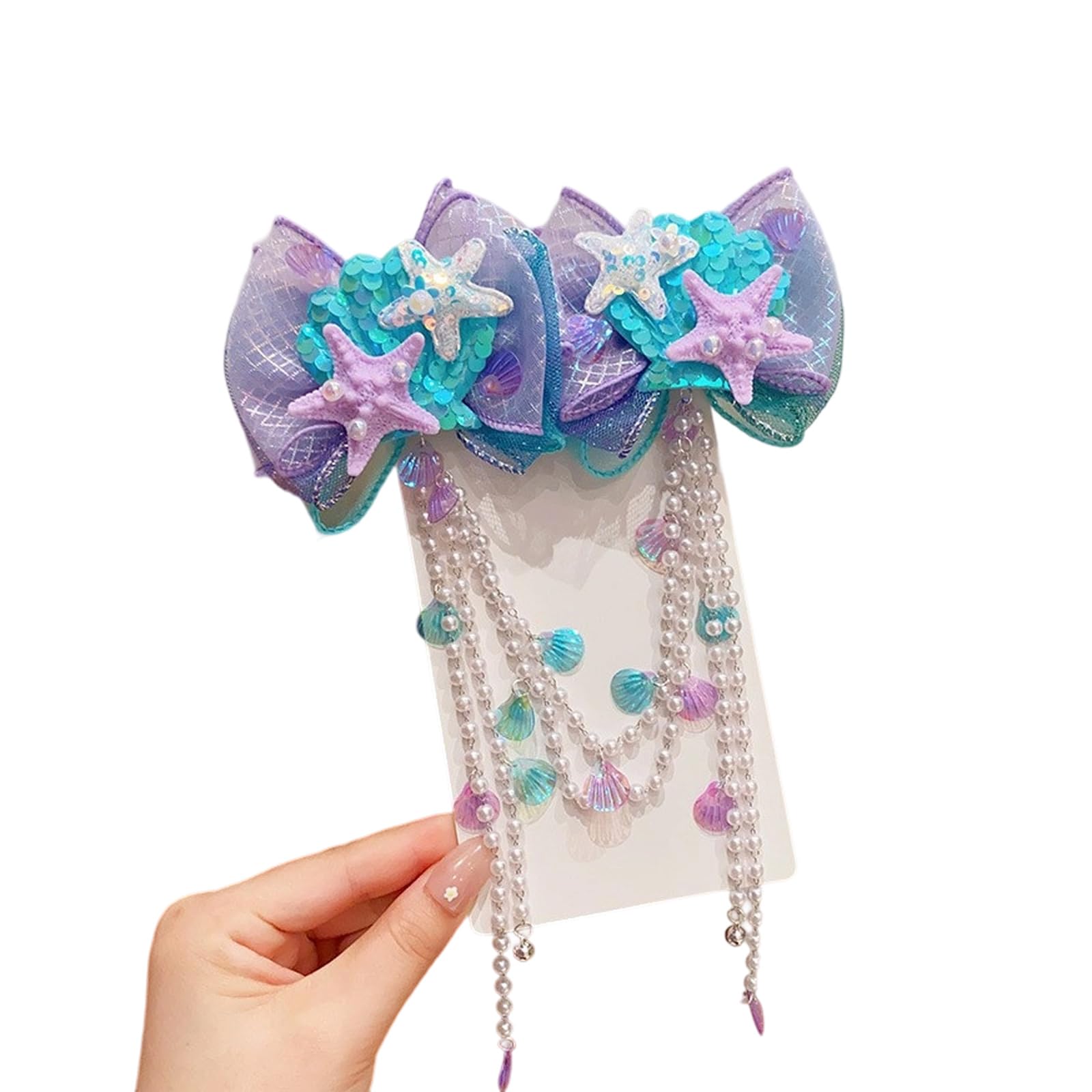 YROHGKPN Elegant Pearls Headpiece Adjustable Forehead Chain Shell Ear Hanging Soft Fabric Hair Ornament for Special Occasion Multi Purpose Ear Hook Hair Decoration
