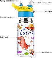Vista 4 de Botellas de agua personalizadas para niños de 12 onzas, botella de agua de acero inoxidable aislada personalizada para niñas, niños, mujeres