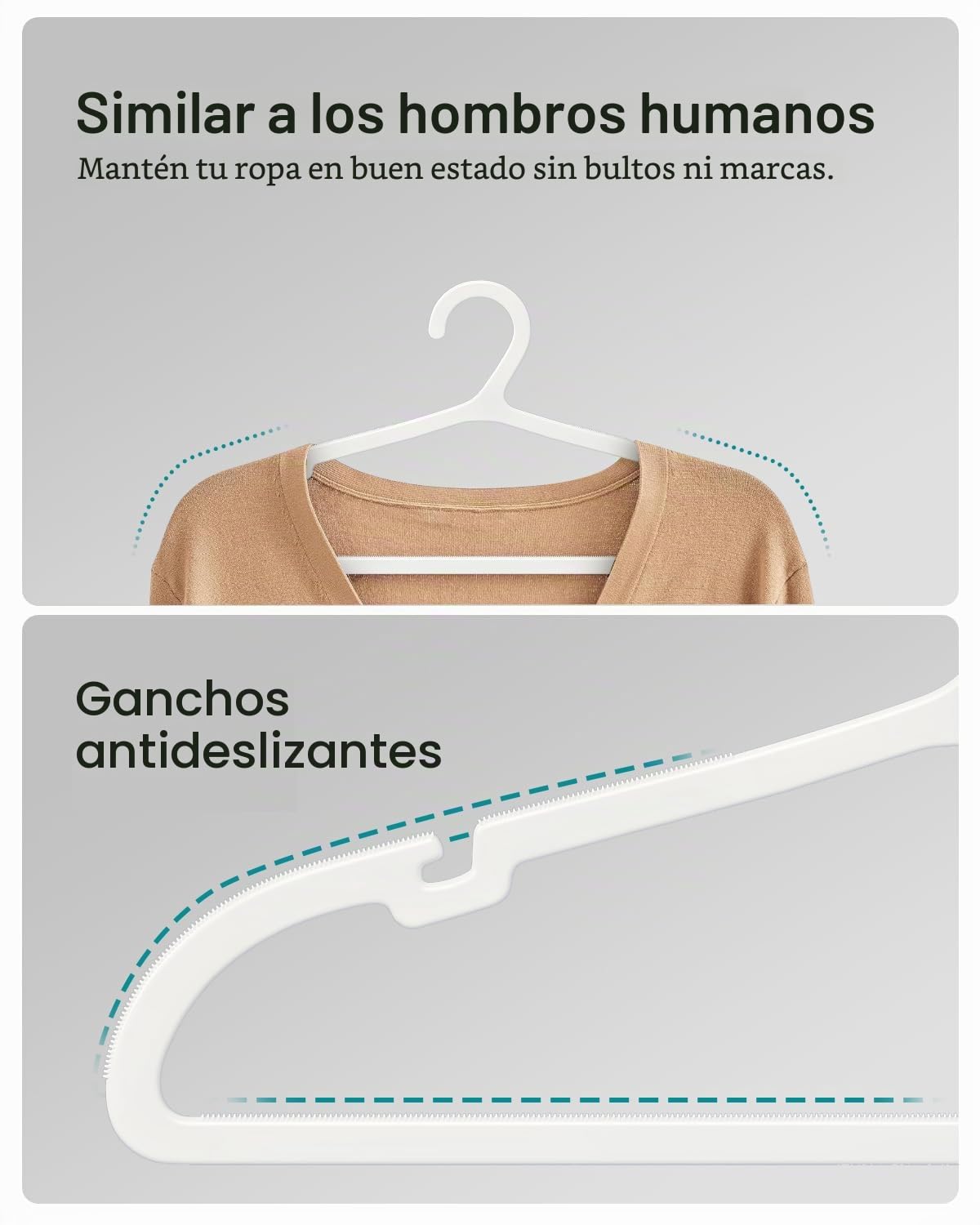 ABHENG 80 Perchas de Plástico, Ahorro de Espacio, Resistentes, Antideslizantes, para Camisas, Camisetas, Trajes, Blusas, Pantalones, Chaqueta y más, 41.7 x 0.4 x 24 cm, Blanco, APY0580W