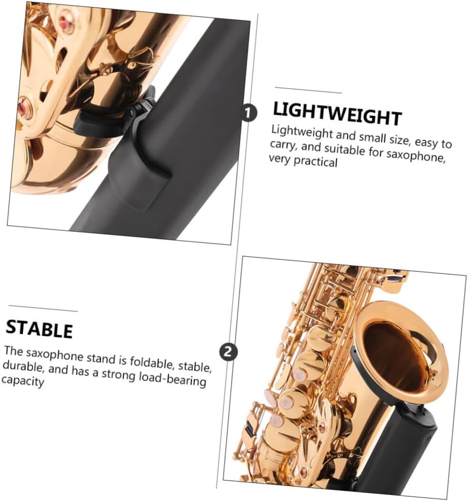 Healeved Foldable Tenor Saxophone Stand with Black Portable Base Desktop Sax Holder for Music Practice and Performance Compact Sax Display Rack