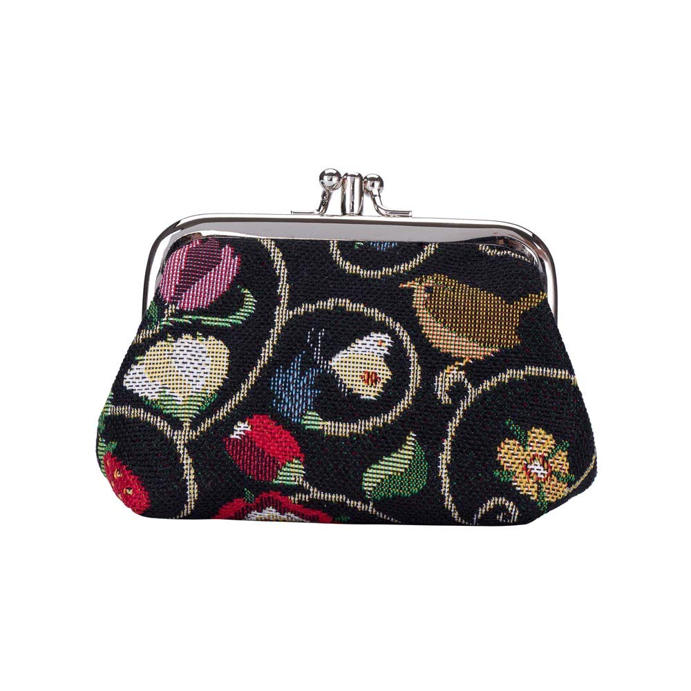 SignareTapestry Double Pocket Change Pouch Kiss lock Coin Purse for Women, Jacobean Dream, One Size