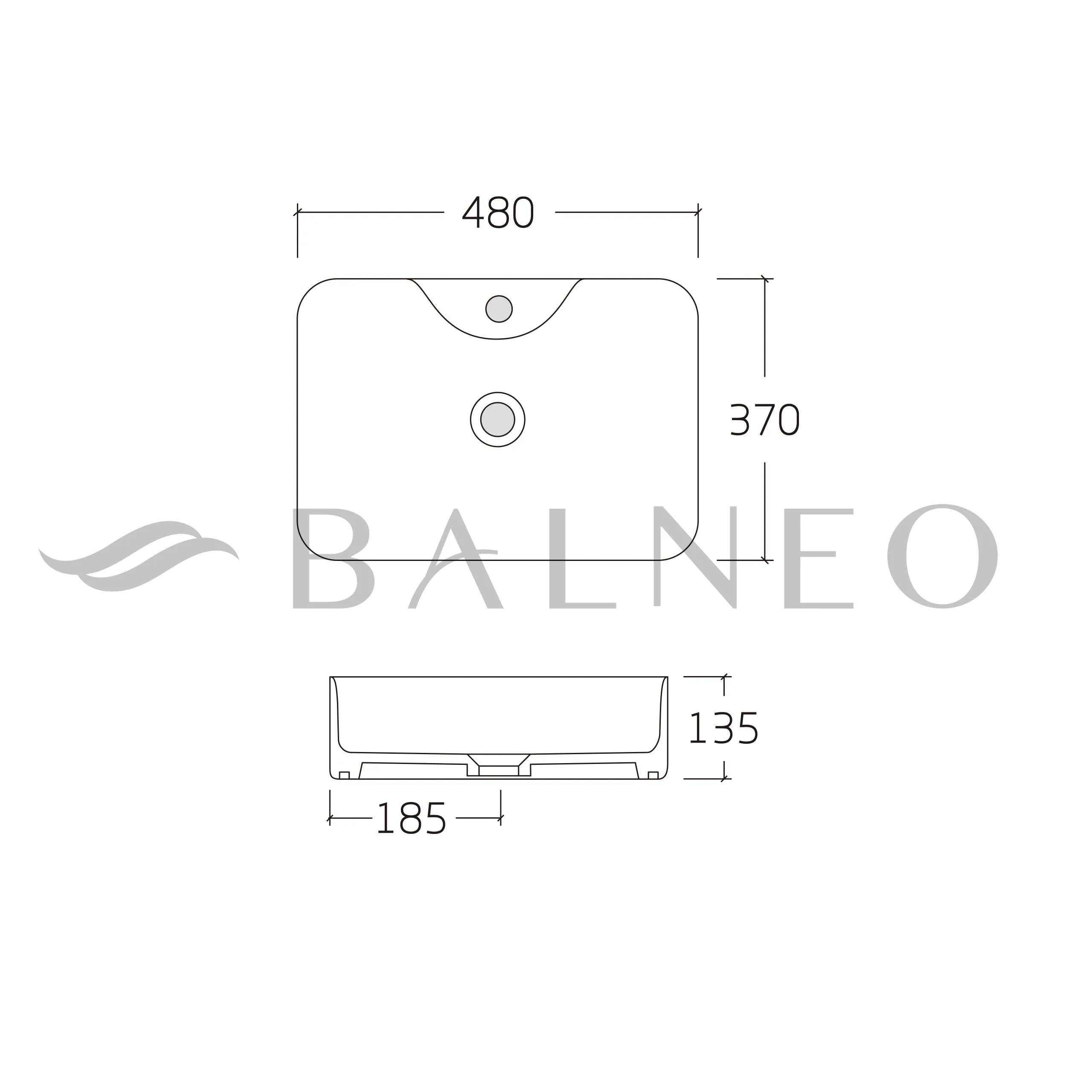 SAVIA Lavabo Sobre Encimera Rectangular 49x38 cm con Agujero para Grifo, Moderno y Resistente, Resistente a Químicos, Agradable al Tacto, Blanco de Conglomerado