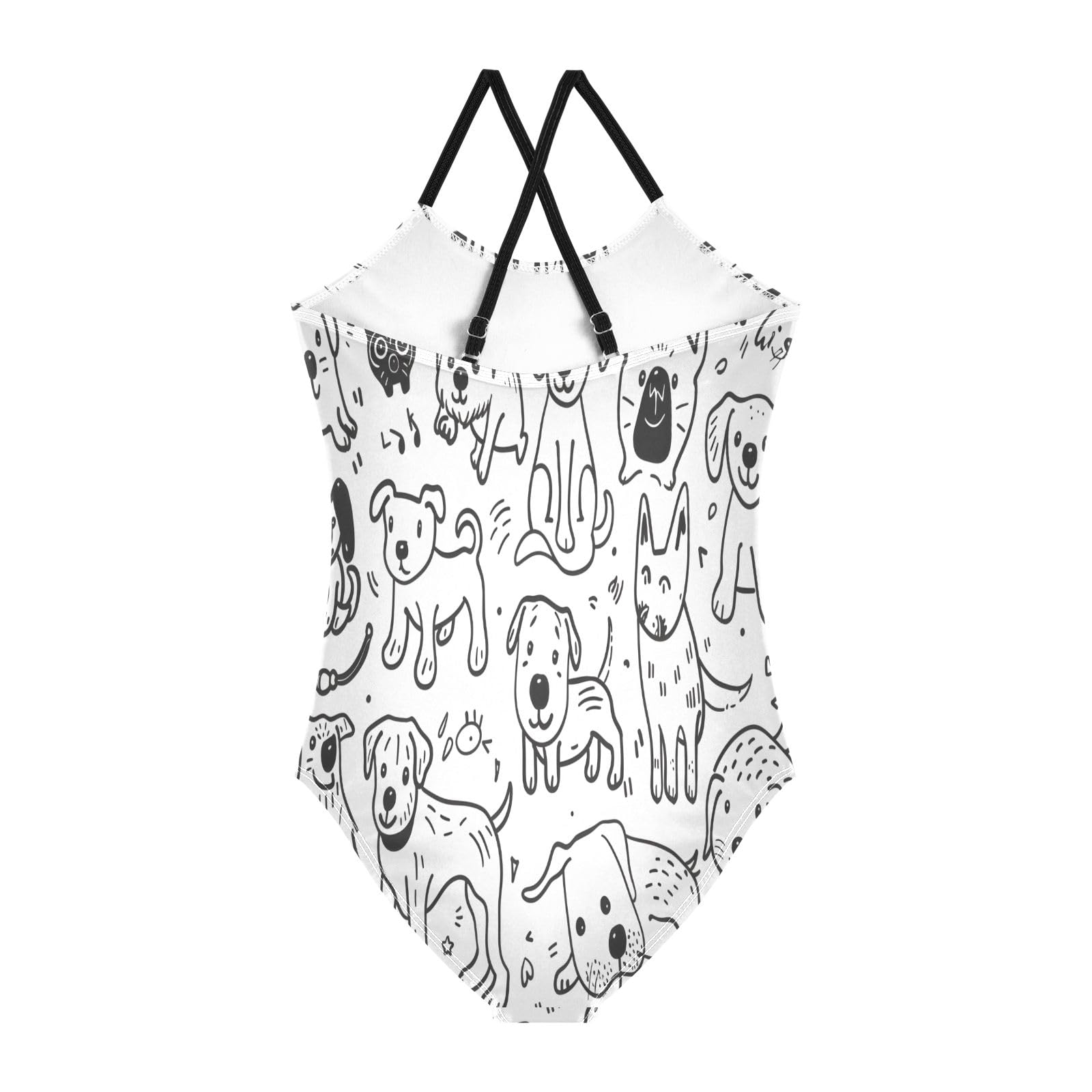 Line Dogs Girls One-Piece Swimsuit Quick Dry Beach Swim Bathing Suit