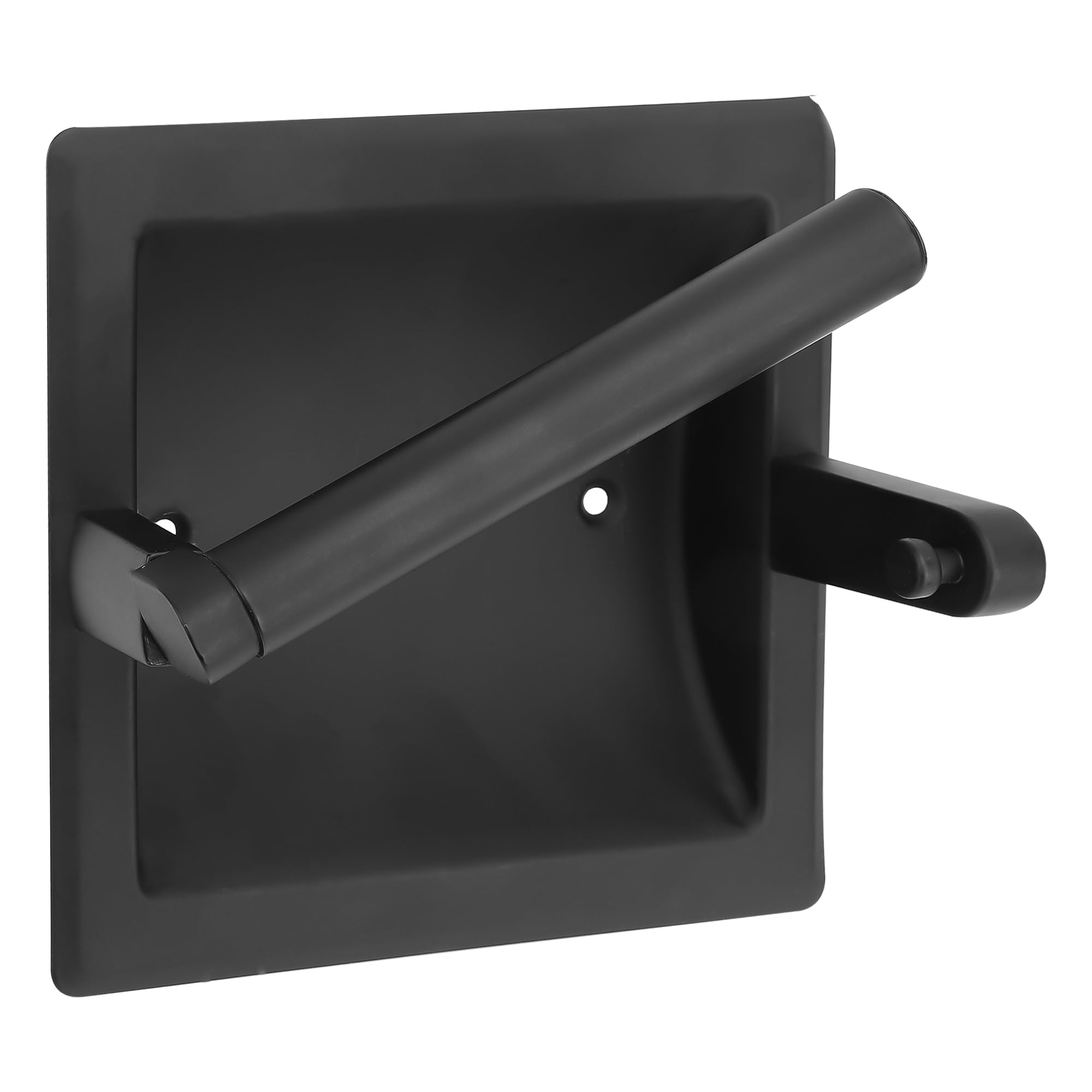 Recessed Toilet Paper Holder, Wall Mounted Metal Black Toilet Roll Holder