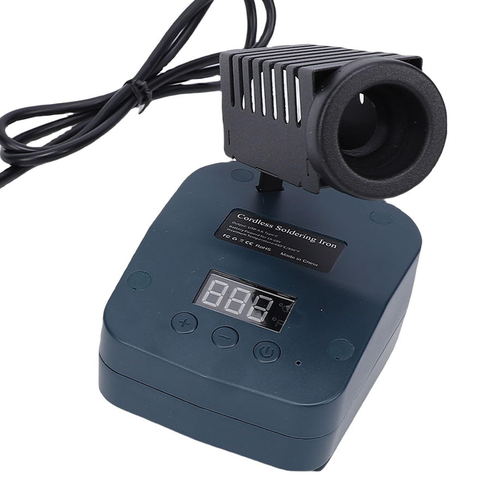 Fafeicy Estación de Soldadura de Hierro Inalámbrica, Pantalla LCD de 60W con USB Tipo C para Reparación de Electrodomésticos con Batería BAT609 y Electrónica DIY