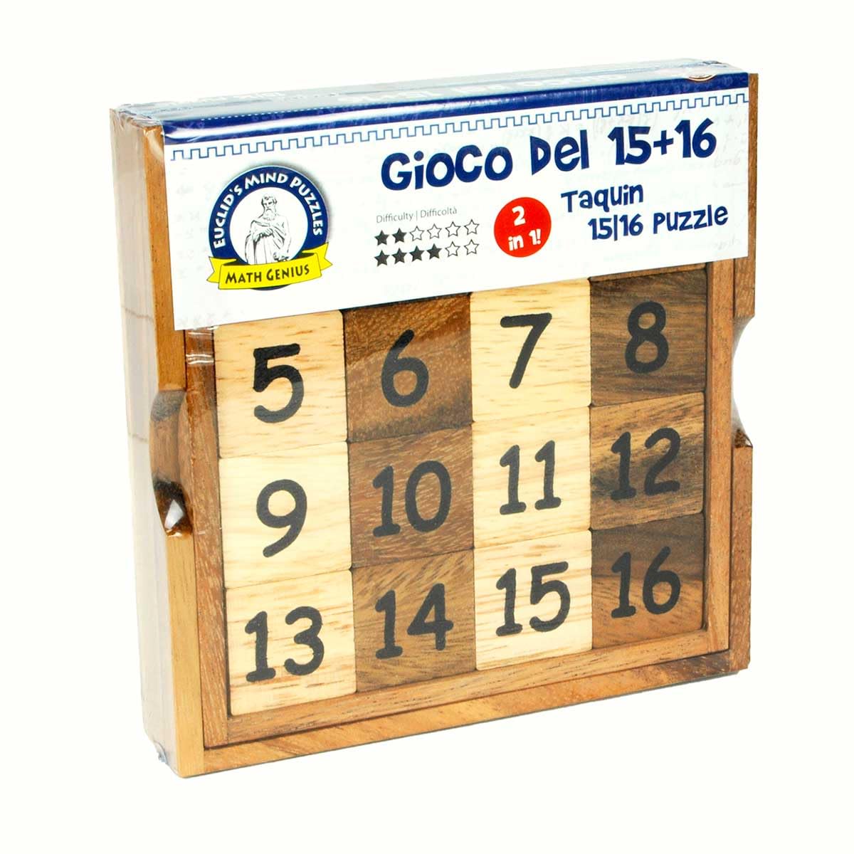 Image secondaire de Logica Jeux Art. Taquin - Casse-Tête Mathématique en Bois Précieux - 2 Jeux en 1 - Difficulté: 2/6 Moyen+4/6 Extreme - Version d