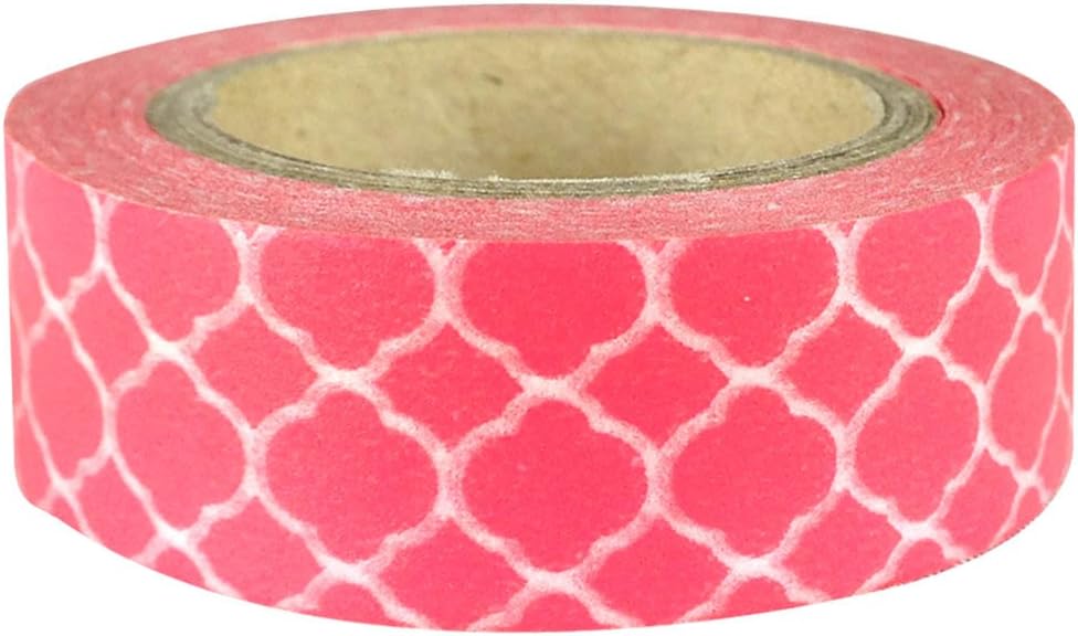 Wrapables Colorful Patterns Japanese Washi Masking Tape - Pink Marrakech Trellis