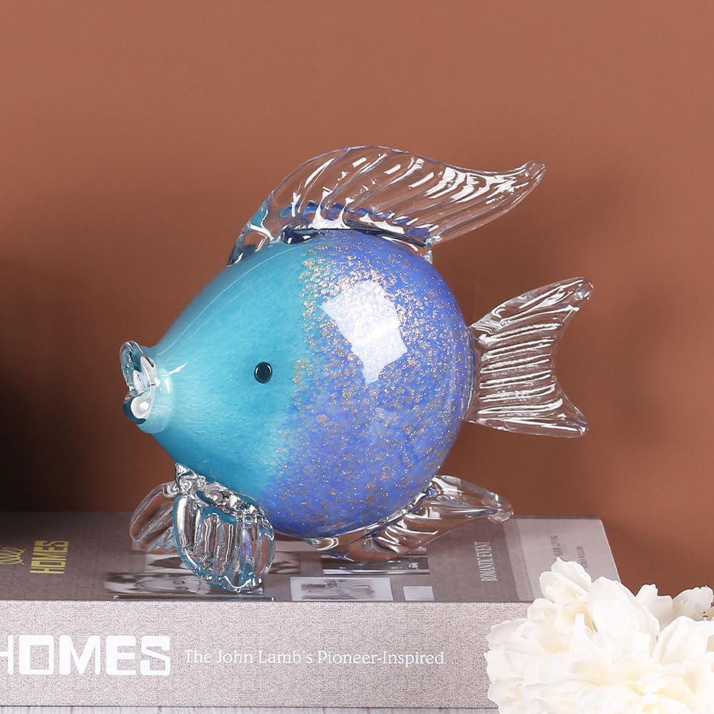 魚の置物 Amazon.co.jp: QIANLING ガラスの魚の置物 - 沿岸の家の装飾、リビング