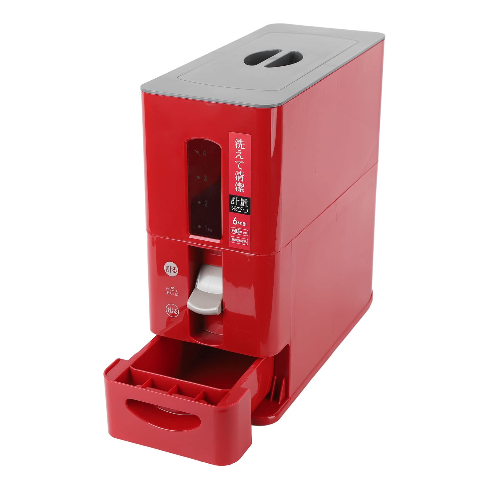 per distributore di riso, cassetto automatico del riso, scatola di stoccaggio di cereali intelligenti per la casa, per cereali di fagioli, capacità di 6 kg, facile da (Rosso)