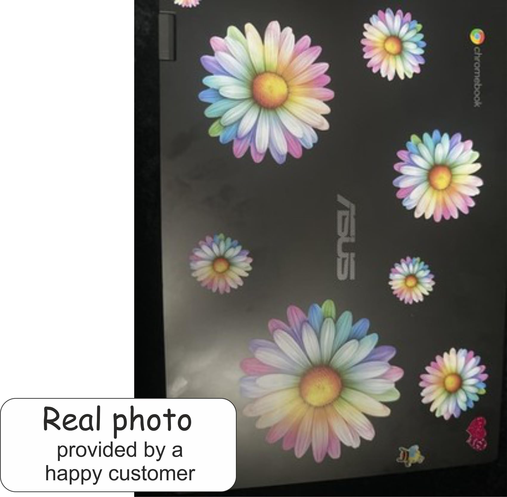 x9 Colourful Daisy Flower Vinyl Sticker, Floral Decal Cover up Marks, Multi-Purpose Ideal for Bin, Car, Laptop, Bike, Wall, Dustbin. Camper Van & More. Weatherproof & Vibrant. (Colourful Daisy) — view 6