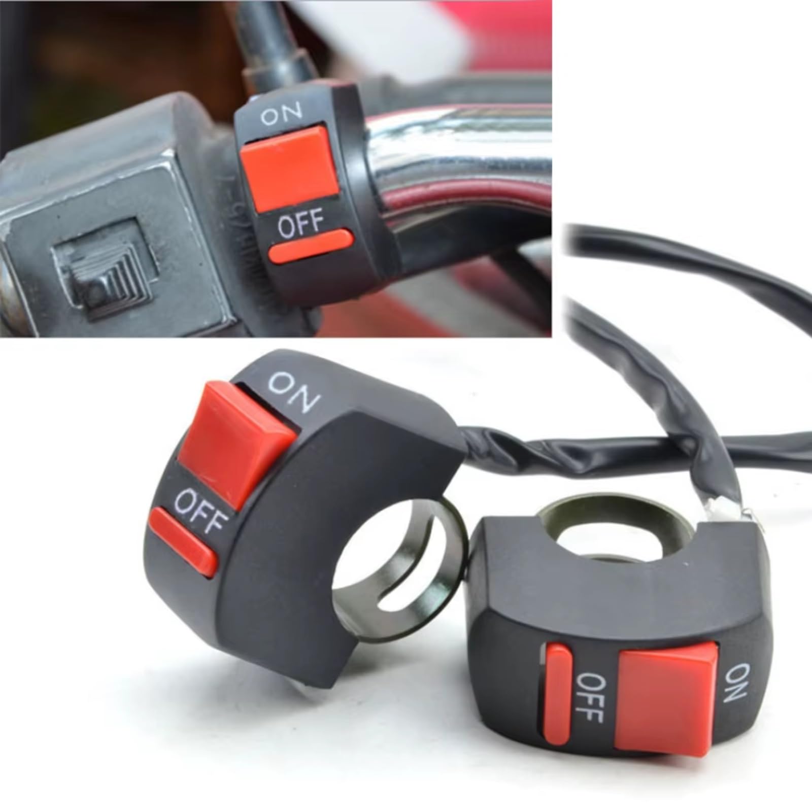 Interruptor Intermitente De Manillar De Motocicleta Para Bicicleta Universal ATV DC12V/10A Botón De Encendido Y Apagado De Luz De Motocicleta Negra motocicleta Luces Interruptor