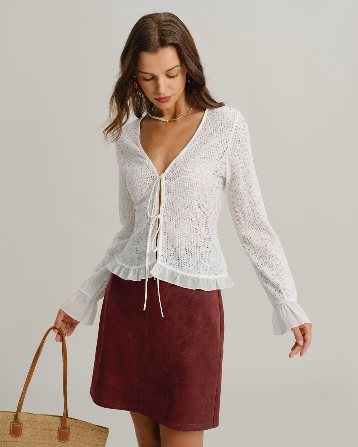 RIHOAS Women's Faux Suede Mini Skirt High Waist A-line Bodycon Pencil Short Skirts - Image 2