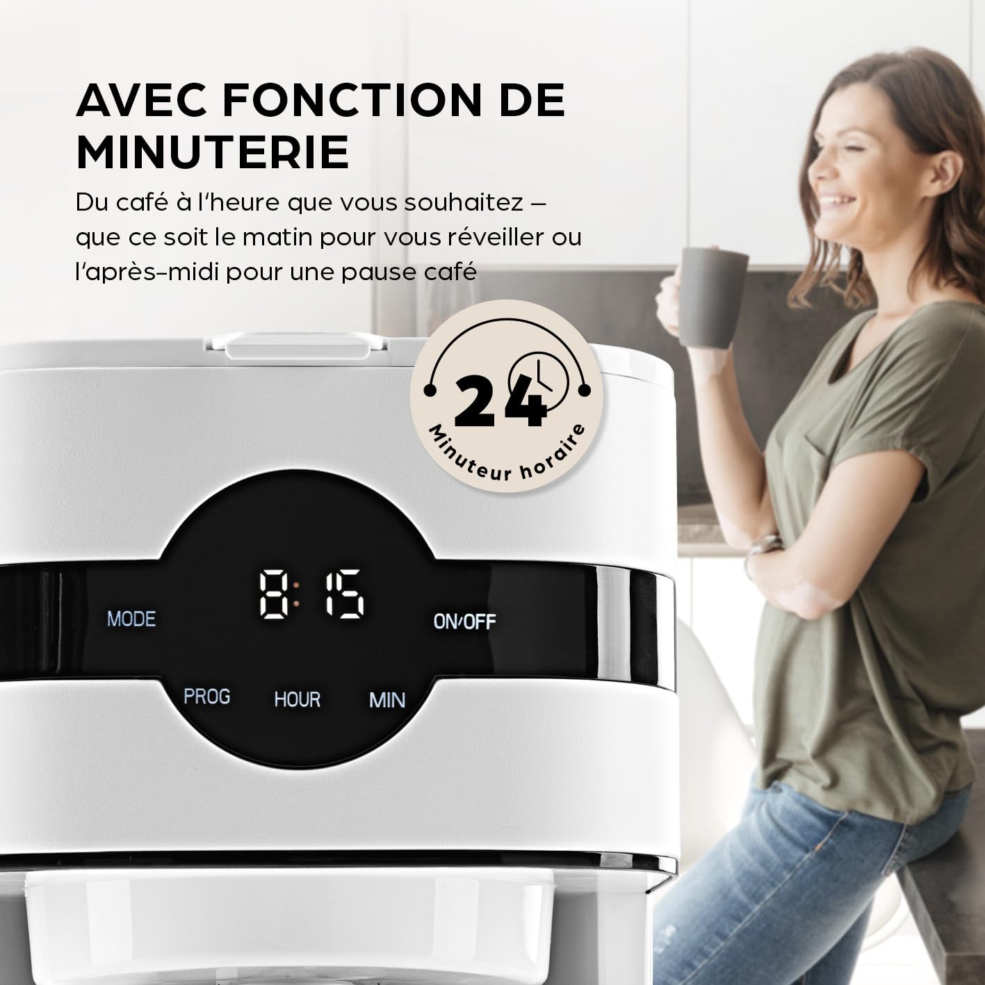 Barista Machine à café filtre avec verseuse isolante | Machine à café filtre avec écran tactile & fonction minuterie | Avec filtre permanent & 900W | Réservoir d'eau de 1,25 litre pour 8 tasses