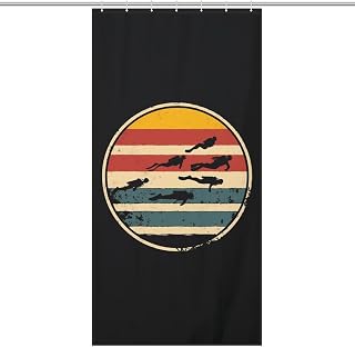 Vintage Scuba Diving Dive Diver Printed Shower Curtains Polyester Bath Curtain with Hooks for Bathroom 35.43x70.87Inch（90x180cm）