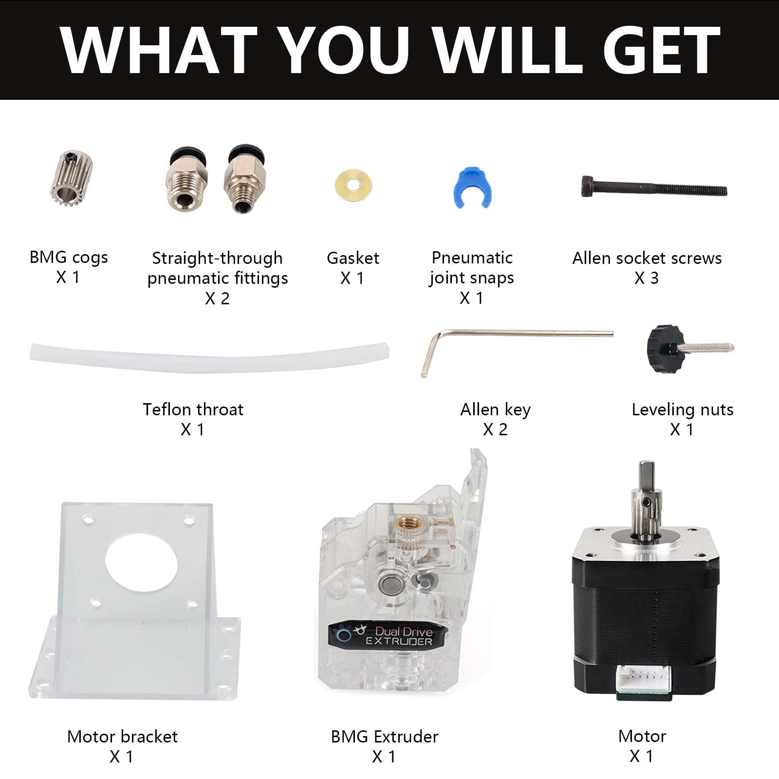 Kit de Moteur d'extrudeuse d'imprimante 3D, extrudeuse à Double engrenage pour Anycubic Kobra Plus Kobra Max Vyper