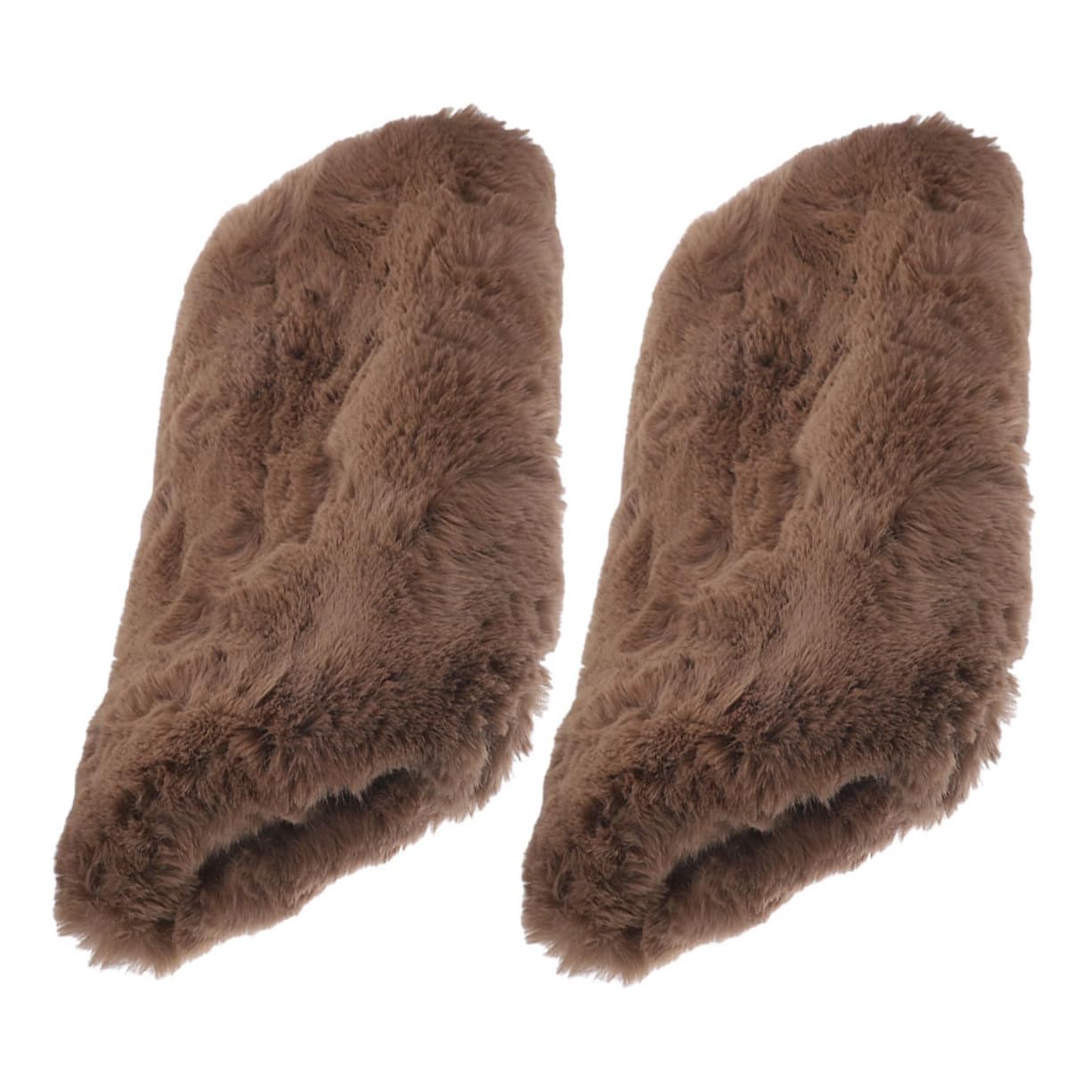 Mikikit 2Pcs Faux Fur Hand Muffs for Women Winter Warmth Hand Warmers Fuzzy Plush Light Brown Cozy Cute Outdoor Accessory for Cold Weather Activities