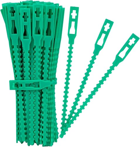 SAIGREEN 100 lazos de plástico de 4.5 pulgadas, lazos ajustables para plantas de jardín, lazos de alambre multiusos para plantas de vid y verduras