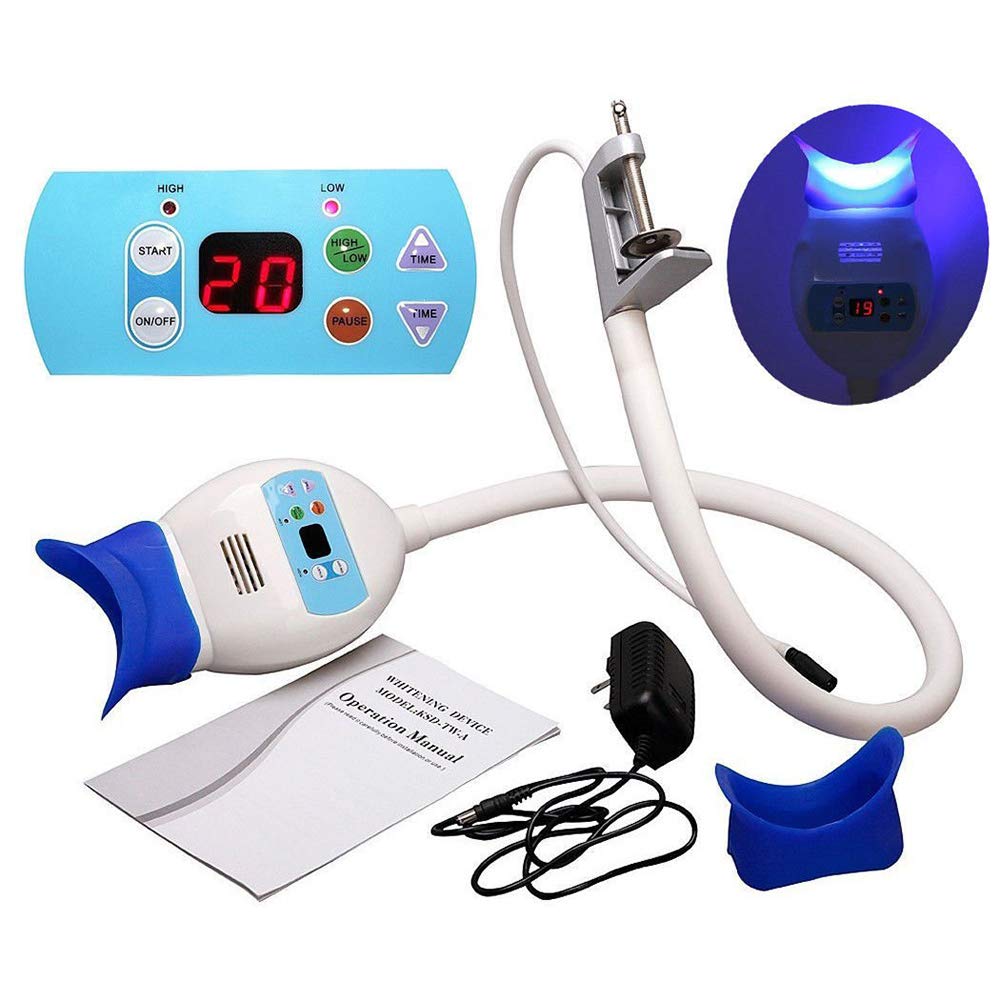 Luz de blanqueamiento dental, blanqueador de dientes 8 LED lámpara de luz fría blanqueamiento móvil acelerador de luz LED cuidado bucal (Fijo en el escritorio)