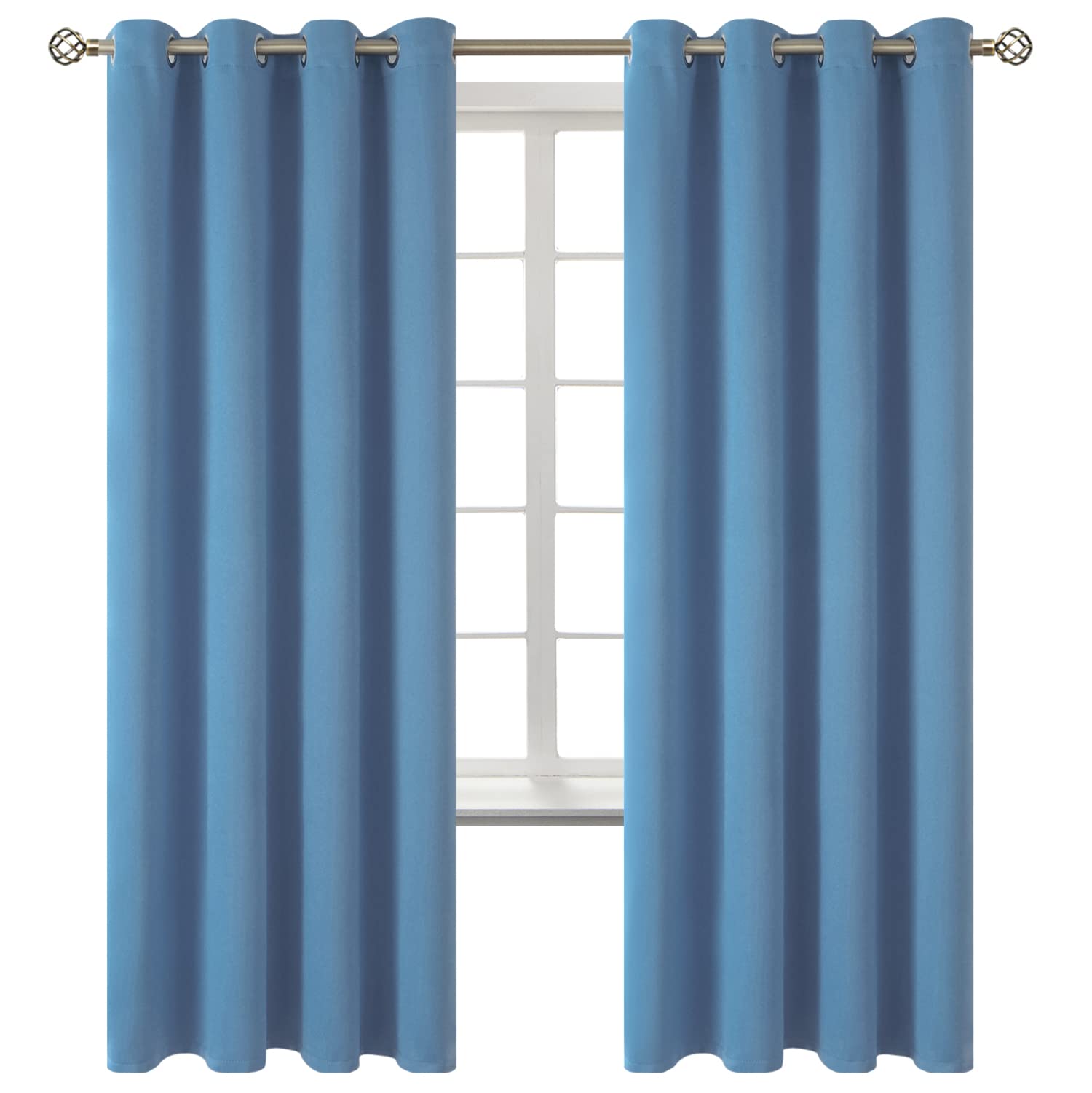 BGment Blackout Curtains for Bedroom - Grommet Thermal Insulated Room Darkening Curtains for Living Room, Set of 2 Panels (52 x 72 Inch, Faded Denim)