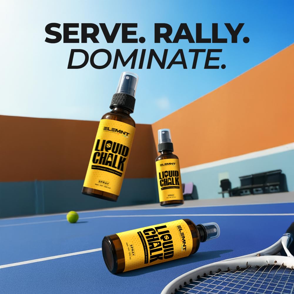 Elemnt Liquid Chalk for Racket Sports | Badminton, Lawn Tennis, Paddle Ball| Ideal for Racket Sports, Tennis Racket Grip, Squash | Quick Dry Formula for Sweat Free Hands | 200 ML (Pack of 2) 3