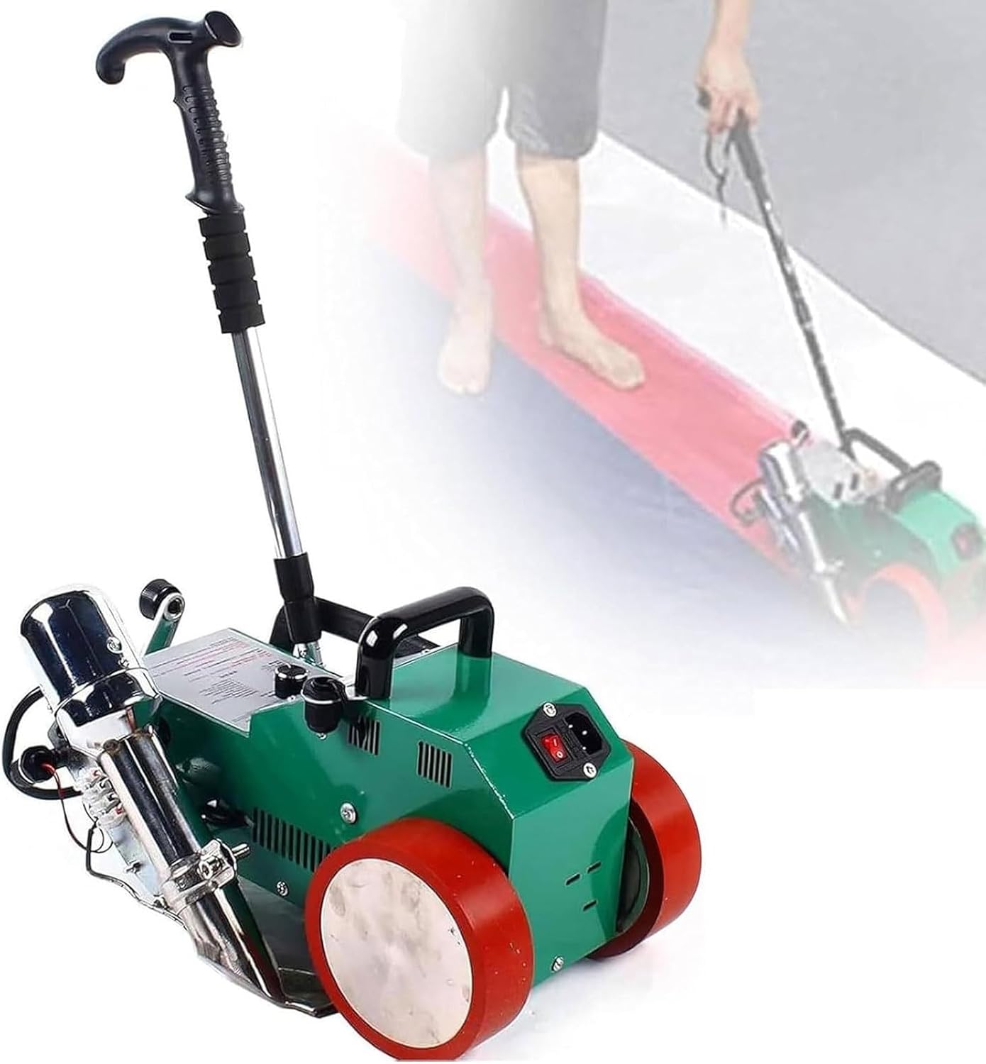 1800W Automatic PVC Welding Machine - Hot Air Welder with Infrared & LED Light, Adjustable 20-680°C Temp Control, 0.2-1mm Thickness for Plastic Fabric, TPO Roof, Waterproof Seams