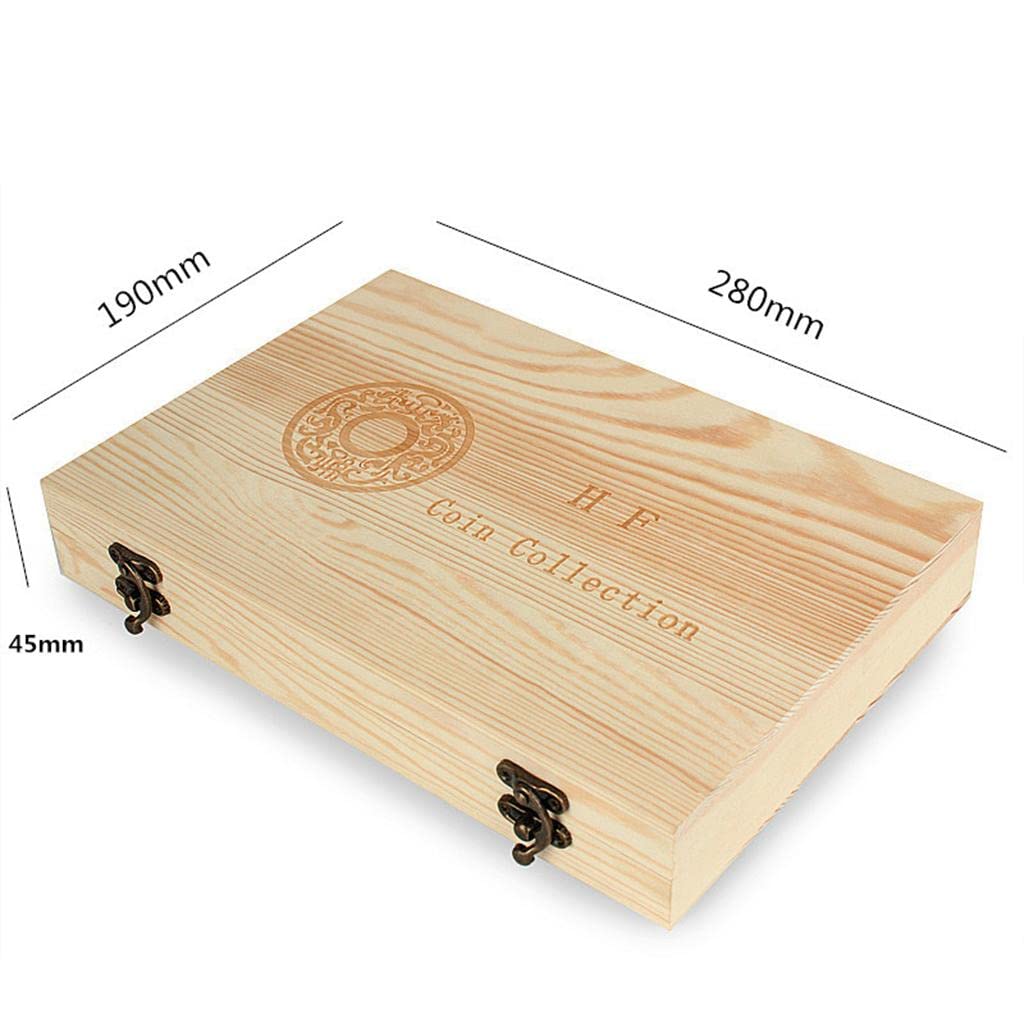 misppro Caja de almacenamiento de monedas de madera con 40 cápsulas
