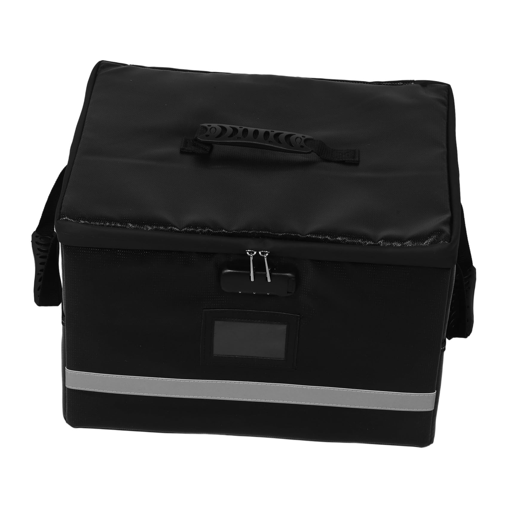 Luxshiny Aufbewahrungsbox mit Schloss Griff Reißverschluss und Deckel Schwarze Faltbare aus Polyester und Kunststoff zur Platzsparenden Ablage von Akten und Büromaterial für Schule und
