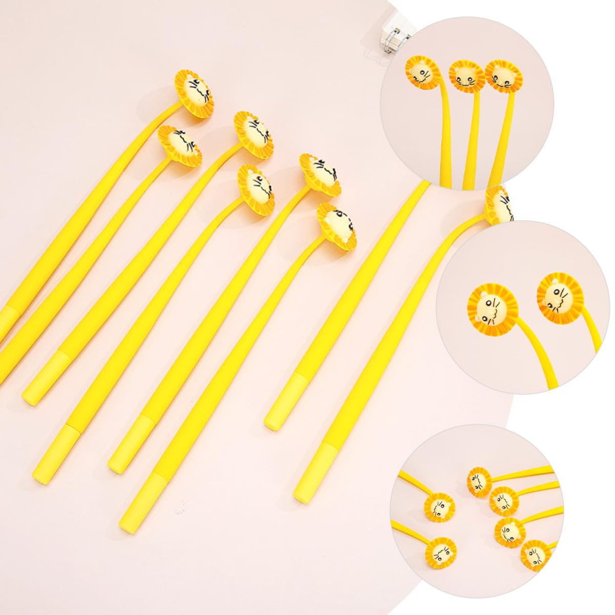 Alipis 10 Penne Inchiostro Gel Giallo per Scrittura Scorrevole, Pratiche e Facili da Usare, in Plastica e Silicone, per Compiti e Diari Scolastici