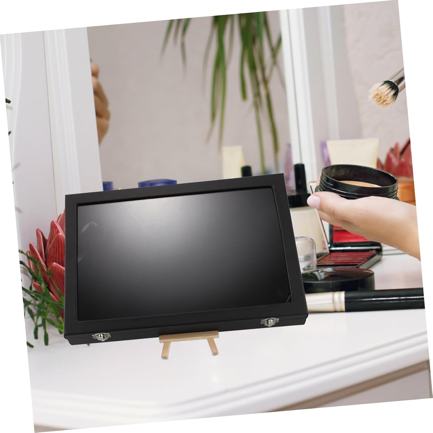 Ciieeo Large Enamel Pin Display Case 14 x 9.5 Shadow Box with Easel for Medals Jewelry Pins and Collection Wall and Tabletop Use