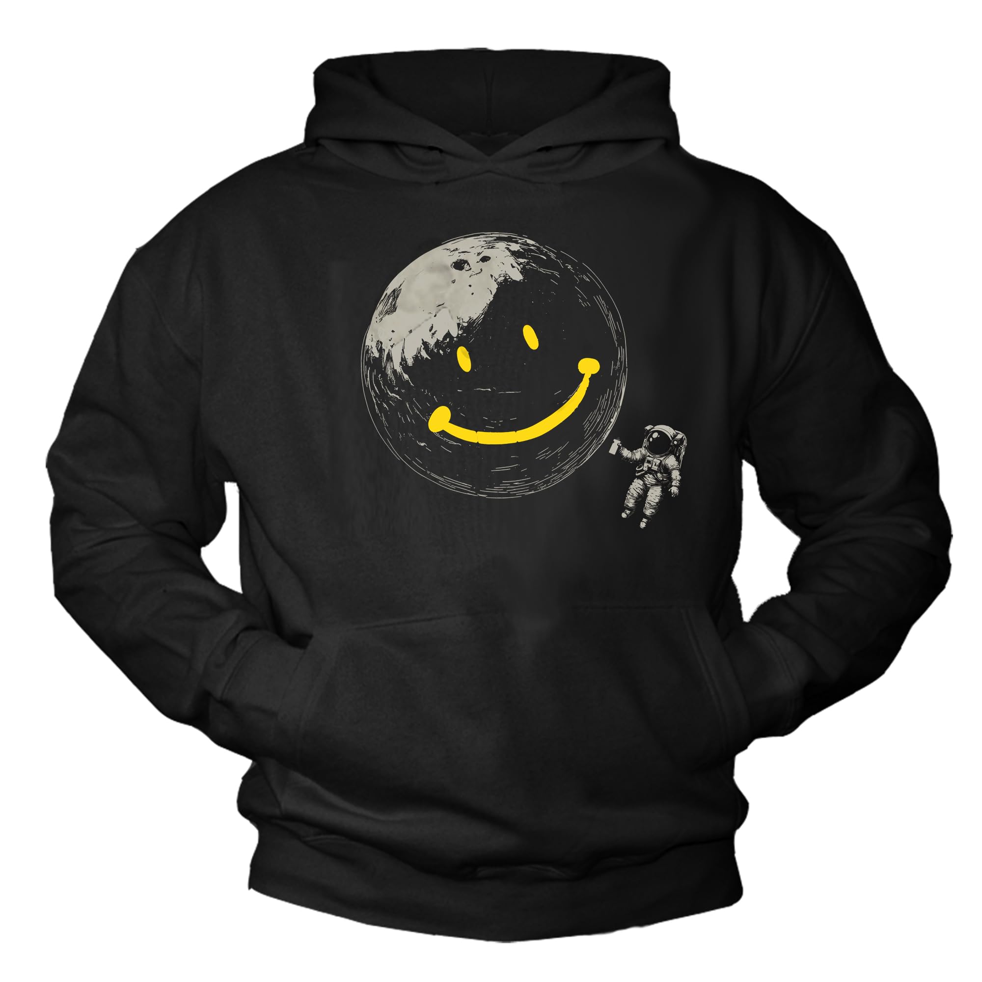 MAKAYA bluza z kapturem męska z motywem graffiti i księżyca astronauta streetwear luźny hoodie