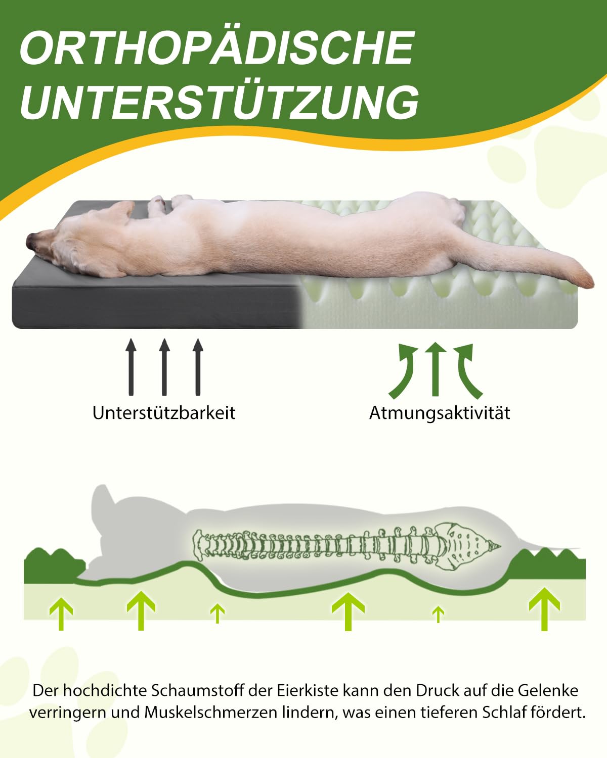 Orthopädisches Hundebett Grosse Hunde 104x68cm,Abnehmbare Wassericht Kunstleder-Hülle Hundekissen Hundematratze für große Hunde,Komfortable & Kühlende Für Innen- Und Außenbereich,Grau