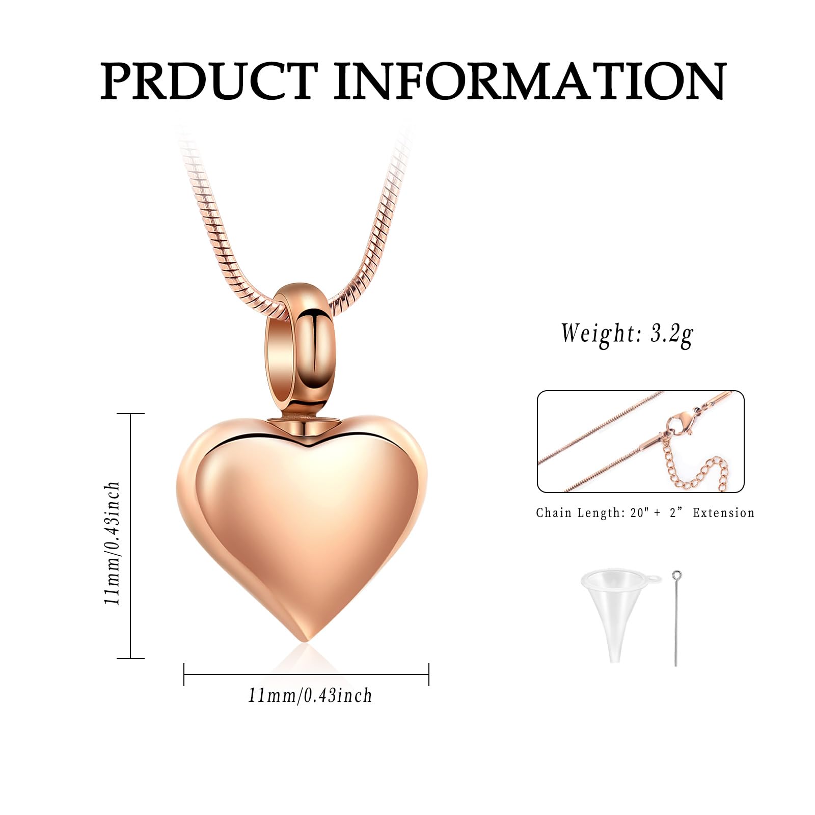 VCCWYQK Mini Heart Cremation Urn Necklace for Ashes Stainless Steel Memorial Ashes Pendant Keepsake Jewelry for Women Men (B) - Image 2