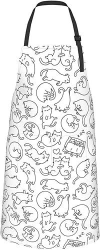 Miniatura 8 de Delantal de gato impermeable para mujer mantén tu ropa limpia y muestra tu amor por los gatos, Blanco