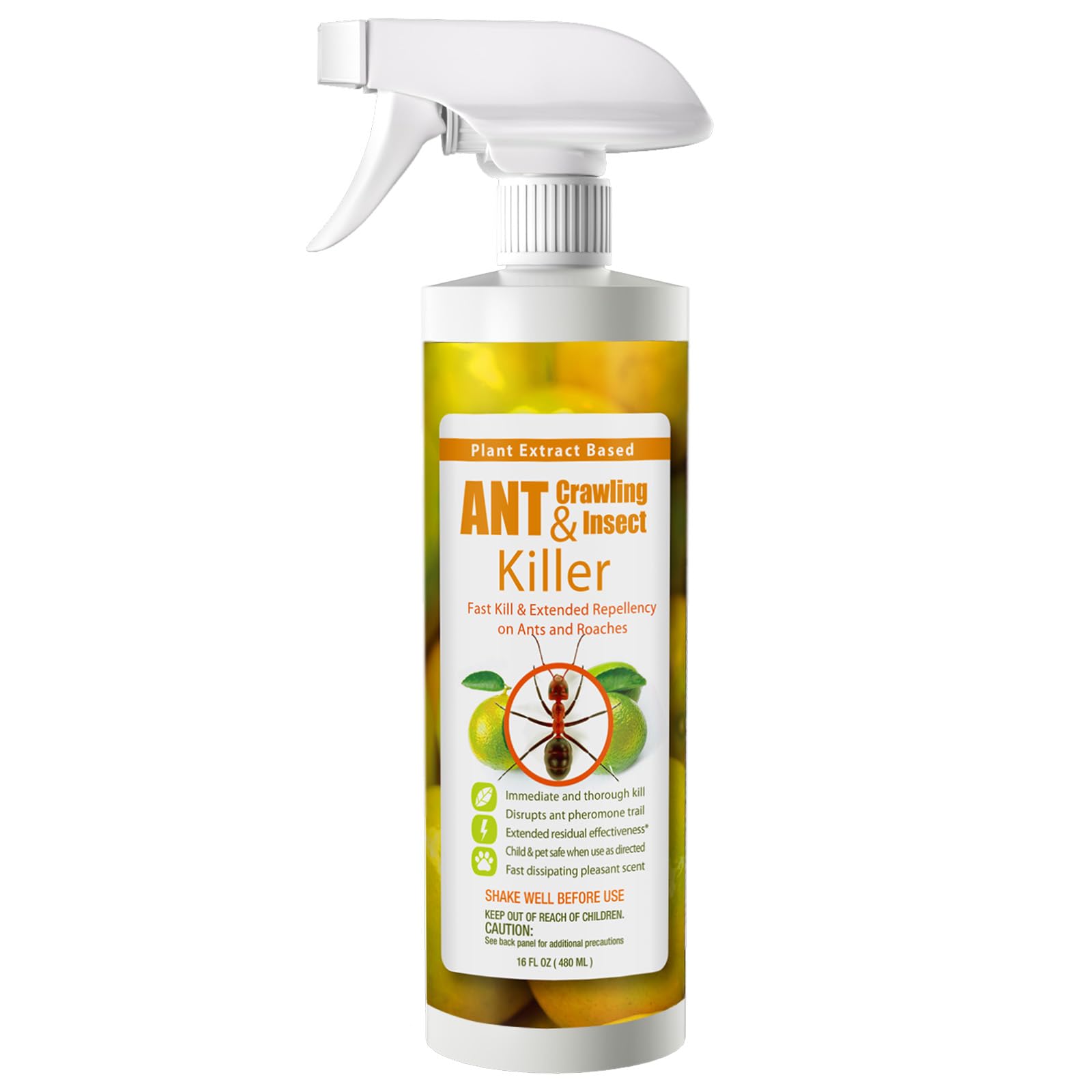 EcoVenger Ant Killer & Crawling Insect Killer (Citrus Scent) 16 oz, Kills Fast in Minutes, Also Kills Spiders, Centipedes & More, Repels with Residual, Natural & Non-Toxic, Safe for Children & Pets