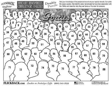 Miniatura 3 de Flickback Rompecabezas de noticieros titulares de los años 40, regalo nostálgico de cumpleaños 80 o 85, fabricado en Estados Unidos